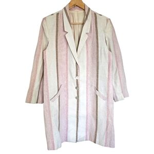 Retro 80s‎ long striped linen blend blazer jacket